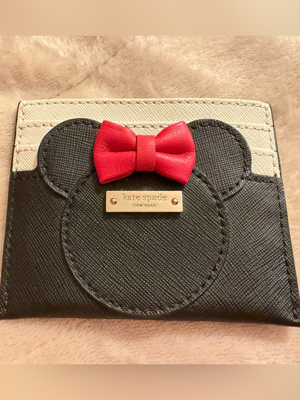 kate spade Black Wallet with Red Bow Accent